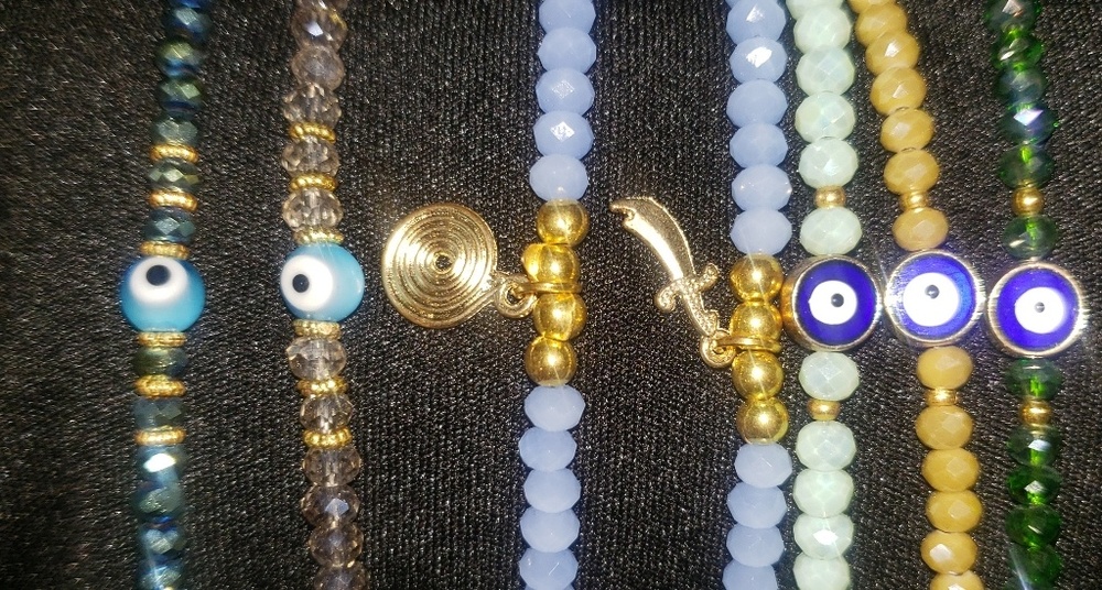 Pick 3 crystal blue eye protection hamsa bracelets